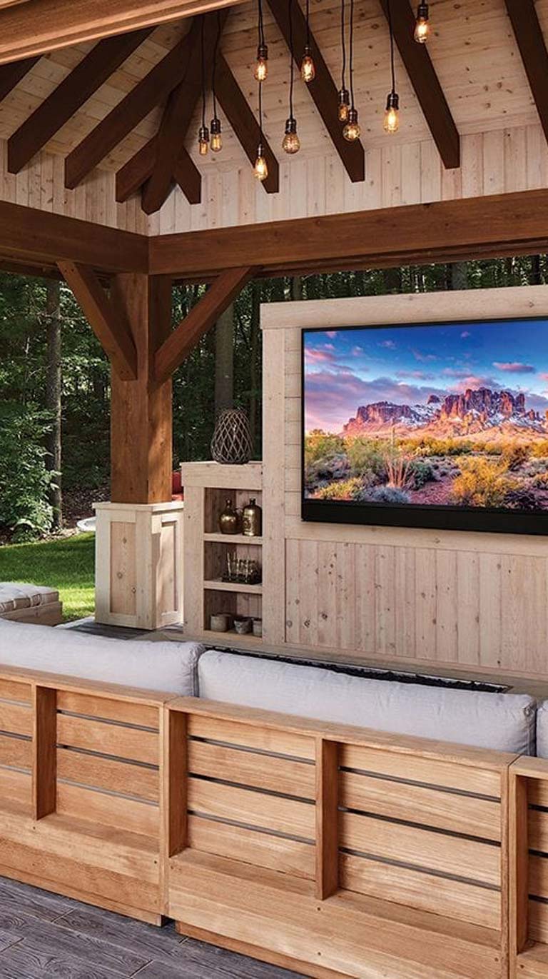 outdoor patio with television