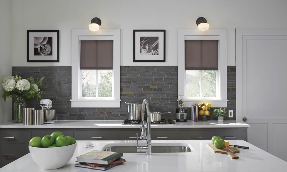 Lutron shades in kitchen